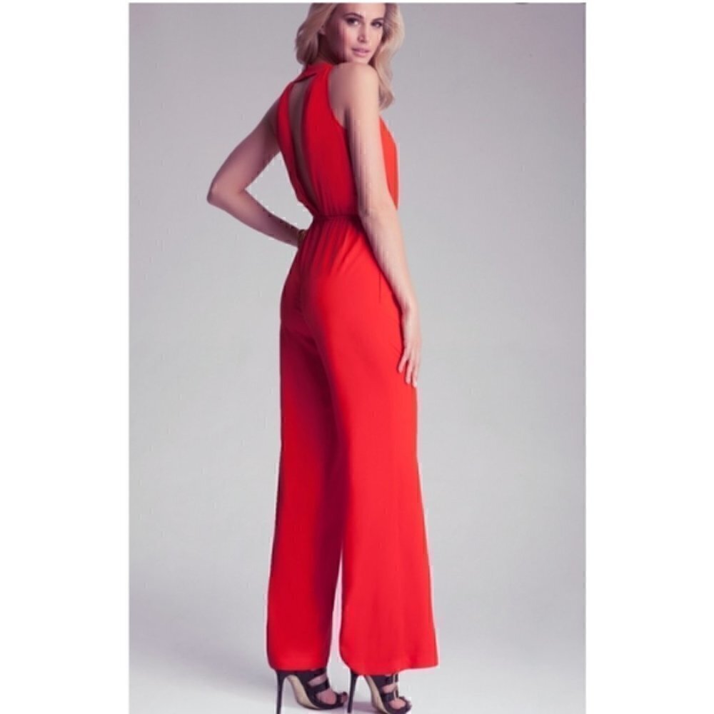 Bebe Red Open Back Jumpsuit‎ - Picture 2 of 6